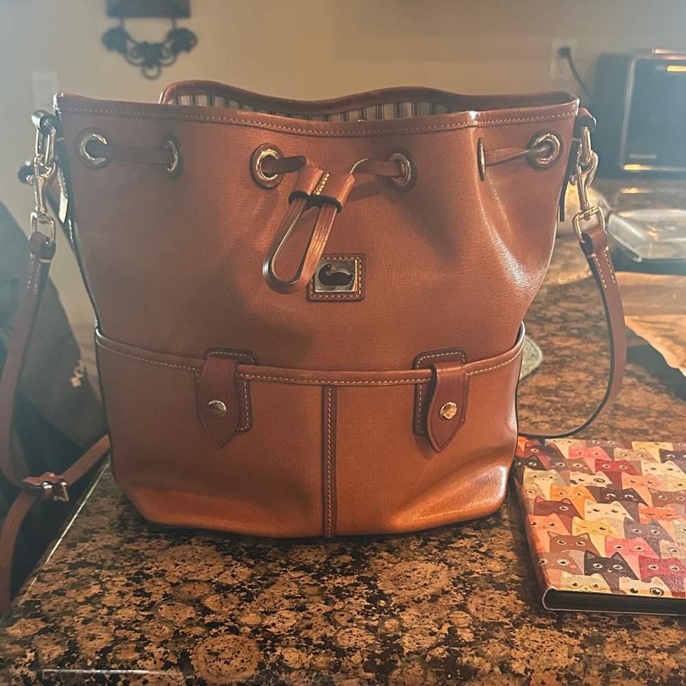Dooney & Bourke Tan Leather Shoulder Bag with Metal Hardware